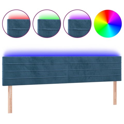 ZAGŁÓWEK DO ŁÓŻKA Z LED CIEMNONIEBIESKI 160X5X78/88CM AKSAMIT