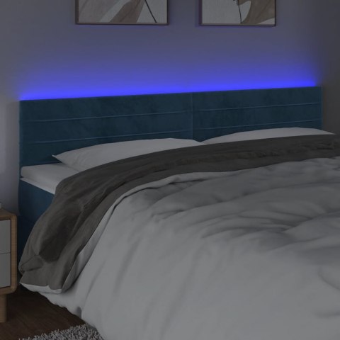 ZAGŁÓWEK DO ŁÓŻKA Z LED CIEMNONIEBIESKI 160X5X78/88CM AKSAMIT