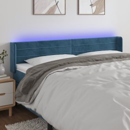 ZAGŁÓWEK DO ŁÓŻKA Z LED CIEMNONIEBIESKI 163X16X78/88CM AKSAMIT