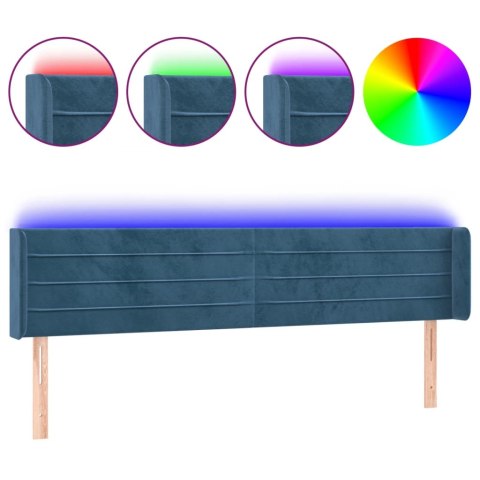 ZAGŁÓWEK DO ŁÓŻKA Z LED CIEMNONIEBIESKI 163X16X78/88CM AKSAMIT