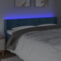 ZAGŁÓWEK DO ŁÓŻKA Z LED CIEMNONIEBIESKI 163X16X78/88CM AKSAMIT