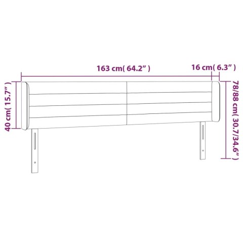 ZAGŁÓWEK DO ŁÓŻKA Z LED CIEMNONIEBIESKI 163X16X78/88CM AKSAMIT