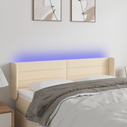 ZAGŁÓWEK DO ŁÓŻKA Z LED KREMOWY 147X16X78/88CM TKANINA