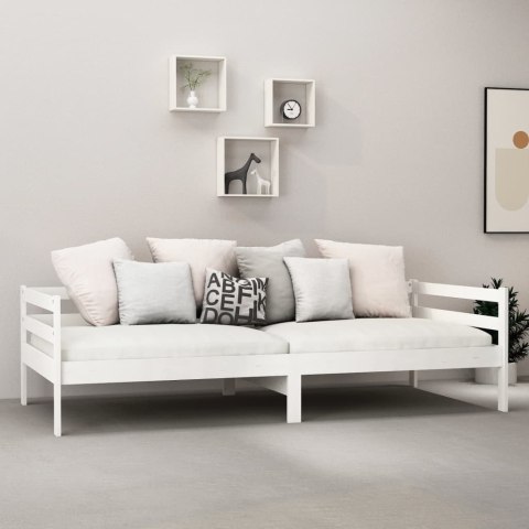 ŁÓŻKO DZIENNE Z MATERACEM 90X200CM BIAŁE DREWNO SOSNOWE