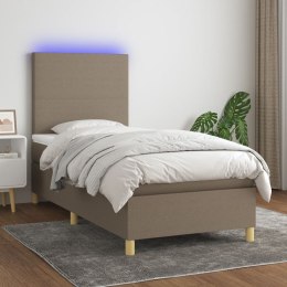 ŁÓŻKO KONTYNENTALNE Z MATERACEM TAUPE 90X200CM TKANINA