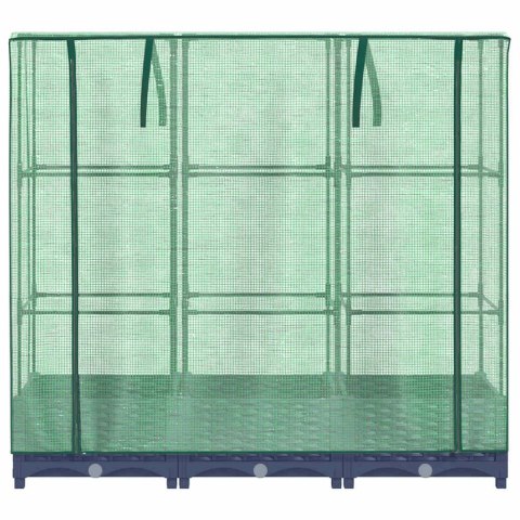 PODWYŻSZONA DONICA ZE SZKLARNIĄ WYGLĄD RATTANU 120X40X123CM