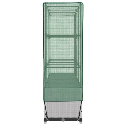 PODWYŻSZONA DONICA ZE SZKLARNIĄ WYGLĄD RATTANU 160X40X138CM