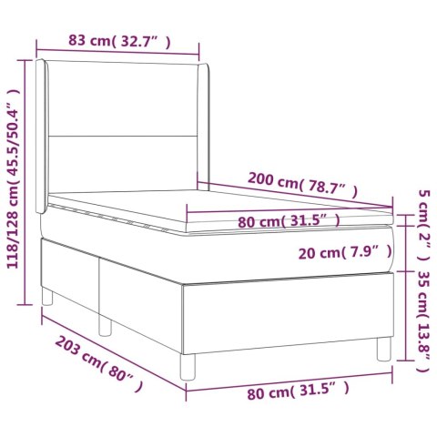 ŁÓŻKO KONTYNENTALNE Z MATERACEM BRĄZOWE TKANINA 80X200CM