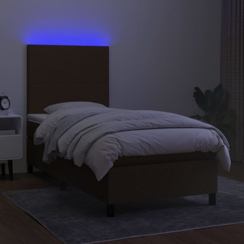 ŁÓŻKO KONTYNENTALNE Z MATERACEM BRĄZOWE 80X200CM TKANINA