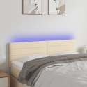 ZAGŁÓWEK DO ŁÓŻKA Z LED KREMOWY 144X5X78/88CM TKANINA