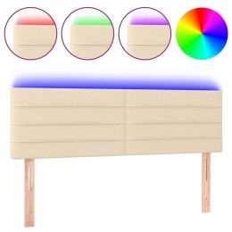 ZAGŁÓWEK DO ŁÓŻKA Z LED KREMOWY 144X5X78/88CM TKANINA