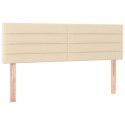ZAGŁÓWEK DO ŁÓŻKA Z LED KREMOWY 144X5X78/88CM TKANINA