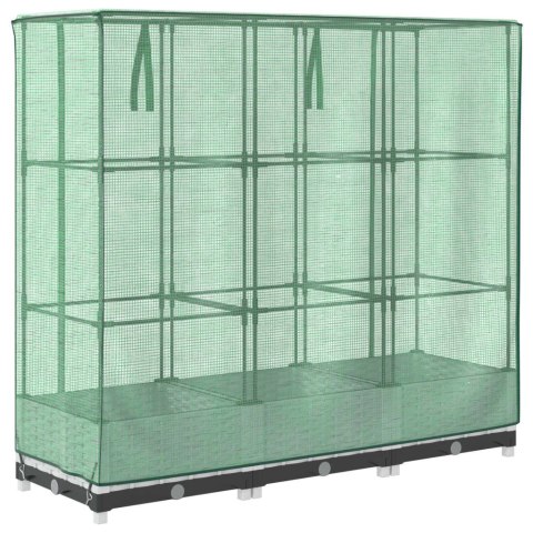 PODWYŻSZONA DONICA ZE SZKLARNIĄ WYGLĄD RATTANU 120X40X123CM