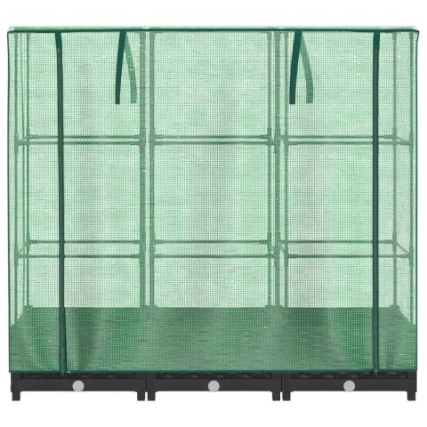 PODWYŻSZONA DONICA ZE SZKLARNIĄ WYGLĄD RATTANU 120X40X123CM