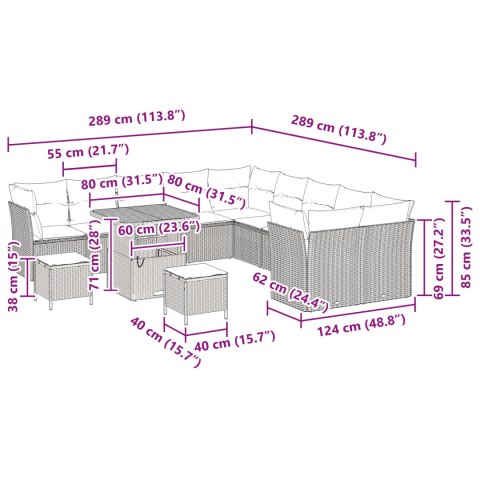 13-CZĘŚCIOWY ZESTAW SOFY OGRODOWEJ Z PODUSZKAMI CZARNY POLIRATTAN AKACJA 3-CZĘŚCIOWY ZESTAW JADALNIANY OGRODOWY Z