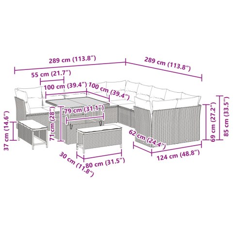 13 ELEMENTOWY ZESTAW SOF OGRODOWYCH Z PODUSZKAMI CZARNY POLIRATTAN AKACJOWY 3 ELEMENTOWY ZESTAW DO JEDZENIA W OGR