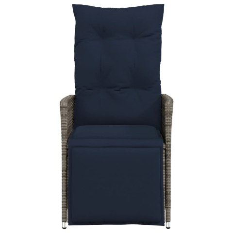 KRZESŁA OGRODOWE ROZKŁADANE 2 SZT. Z PODUSZKAMI SZARY POLIRATTAN