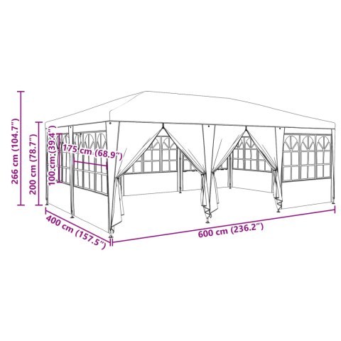 NAMIOT IMPREZOWY Z 10 ŚCIANAMI BOCZNYMI NIEBIESKI 6X4M PE