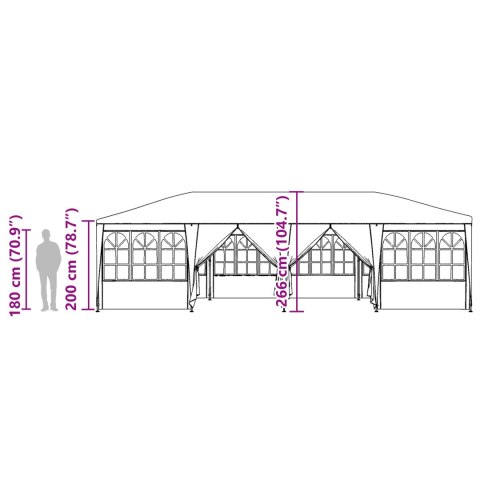 NAMIOT IMPREZOWY Z 12 ŚCIANKAMI BOCZNYMI BIAŁY 8X4M PE