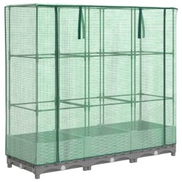 PODWYŻSZONA DONICA ZE SZKLARNIĄ WYGLĄD RATTANU 120X40X123CM