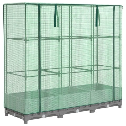 PODWYŻSZONA DONICA ZE SZKLARNIĄ WYGLĄD RATTANU 120X40X123CM