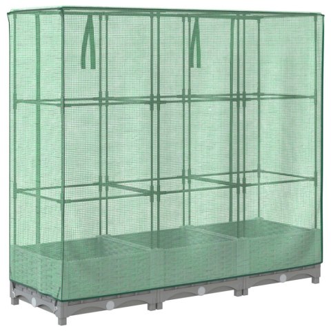 PODWYŻSZONA DONICA ZE SZKLARNIĄ WYGLĄD RATTANU 120X40X123CM