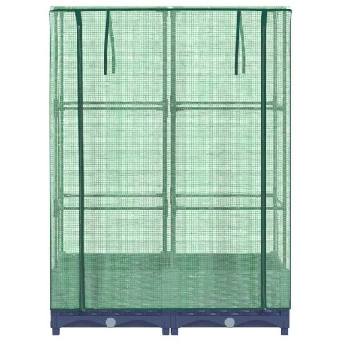 PODWYŻSZONA DONICA ZE SZKLARNIĄ WYGLĄD RATTANU 80X40X123CM