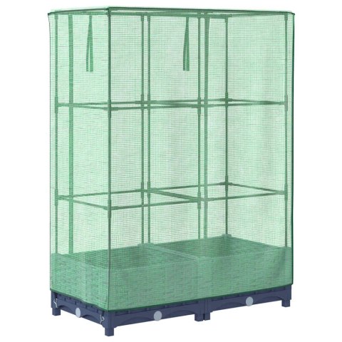 PODWYŻSZONA DONICA ZE SZKLARNIĄ WYGLĄD RATTANU 80X40X123CM