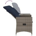 ROZKŁADANA SOFA OGRODOWA 2-OSOBOWA ZE STOŁEM SZARY POLIRATTAN