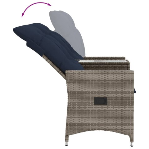 ROZKŁADANA SOFA OGRODOWA 2-OSOBOWA ZE STOŁEM SZARY POLIRATTAN