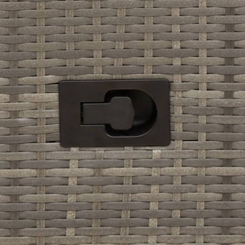 ROZKŁADANA SOFA OGRODOWA 2-OSOBOWA ZE STOŁEM SZARY POLIRATTAN