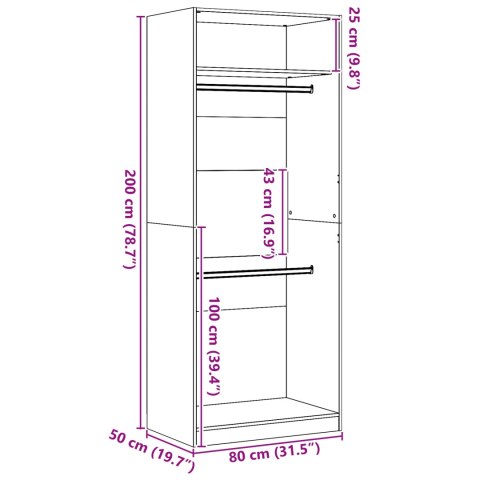SZAFA CZARNY DĄB 80X50X200CM