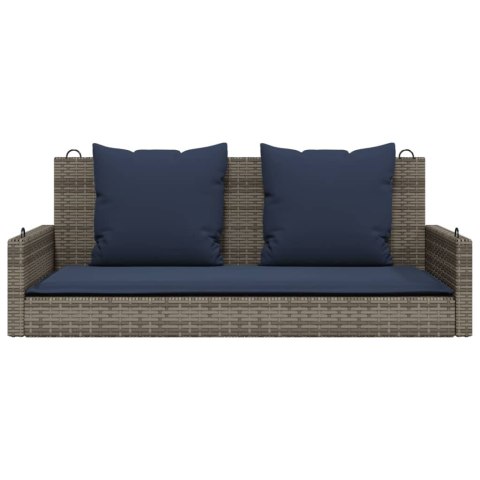 ŁAWKA HUŚTAWKA Z PODUSZKAMI SZARA 119X56X48CM POLIRATTAN