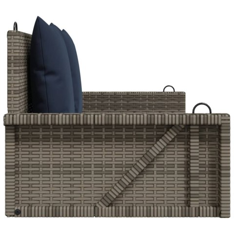 ŁAWKA HUŚTAWKA Z PODUSZKAMI SZARA 119X56X48CM POLIRATTAN