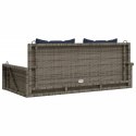 ŁAWKA HUŚTAWKA Z PODUSZKAMI SZARA 119X56X48CM POLIRATTAN