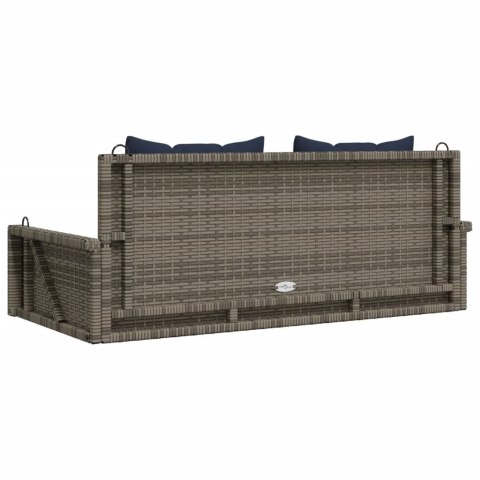 ŁAWKA HUŚTAWKA Z PODUSZKAMI SZARA 119X56X48CM POLIRATTAN