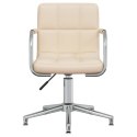 OBROTOWE KRZESŁO STOŁOWE KREMOWE TAPICEROWANE TKANINĄ