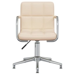 OBROTOWE KRZESŁO STOŁOWE KREMOWE TAPICEROWANE TKANINĄ