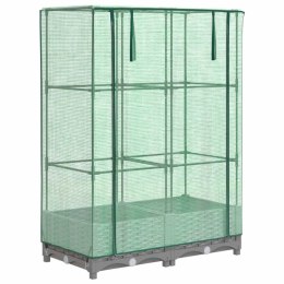 PODWYŻSZONA DONICA ZE SZKLARNIĄ WYGLĄD RATTANU 80X40X123CM