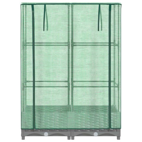 PODWYŻSZONA DONICA ZE SZKLARNIĄ WYGLĄD RATTANU 80X40X123CM