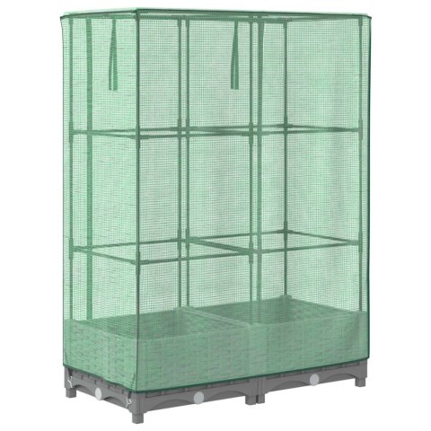 PODWYŻSZONA DONICA ZE SZKLARNIĄ WYGLĄD RATTANU 80X40X123CM