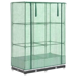 PODWYŻSZONA DONICA ZE SZKLARNIĄ WYGLĄD RATTANU 80X40X123CM