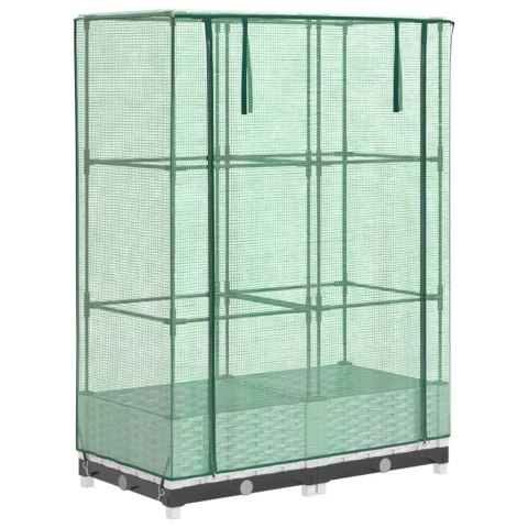 PODWYŻSZONA DONICA ZE SZKLARNIĄ WYGLĄD RATTANU 80X40X123CM