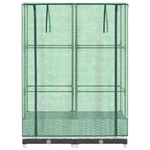 PODWYŻSZONA DONICA ZE SZKLARNIĄ WYGLĄD RATTANU 80X40X123CM