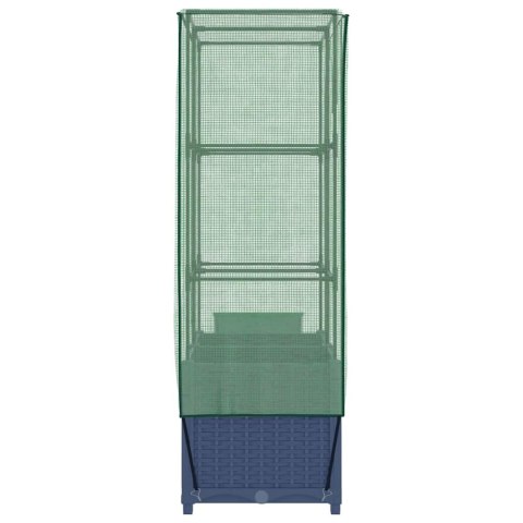 PODWYŻSZONA DONICA ZE SZKLARNIĄ WYGLĄD RATTANU 80X40X138CM