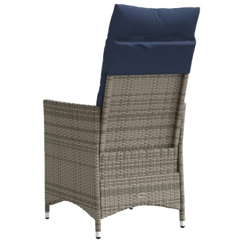 ROZKŁADANY FOTEL OGRODOWY Z PODUSZKAMI SZARY POLIRATTAN