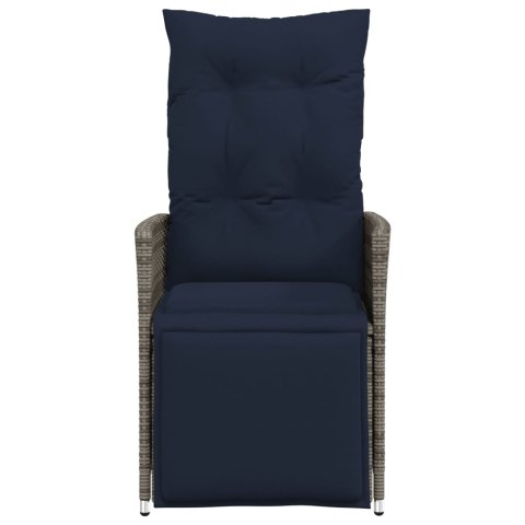 ROZKŁADANY FOTEL OGRODOWY Z PODUSZKAMI SZARY POLIRATTAN