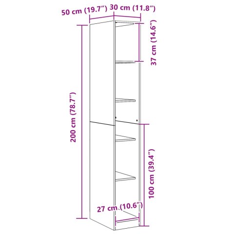 SZAFA CZARNY DĄB30X50X200CM