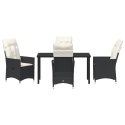ZESTAW DO JADALNI OGRODOWEJ 5-CZĘŚCIOWY Z PODUSZKAMI CZARNY POLIRATTAN