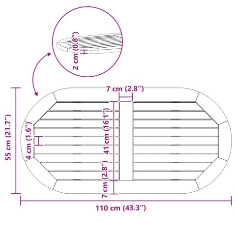BLAT 110X55X2,2CM OWALNY Z LITEGO DREWNA AKACJOWEGO